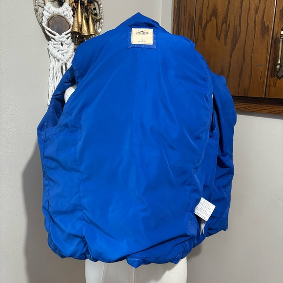 Hollister Vintage Y2K Blue Puffer Vest Size Large Seagull Logo Multi Zip - Picture 6 of 15